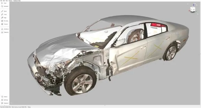 3D scan of a vehicle for accident reconstruction